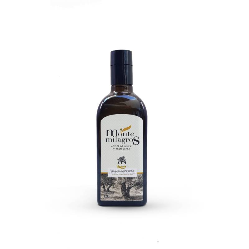 Bouteille 500 ml huile d'olive Montemilagros Verre